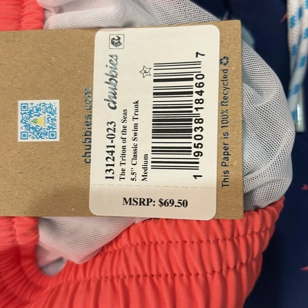 Chubbies ‘Triton of the Seas” Swim Trunks. 5.5” inseam. NWT!